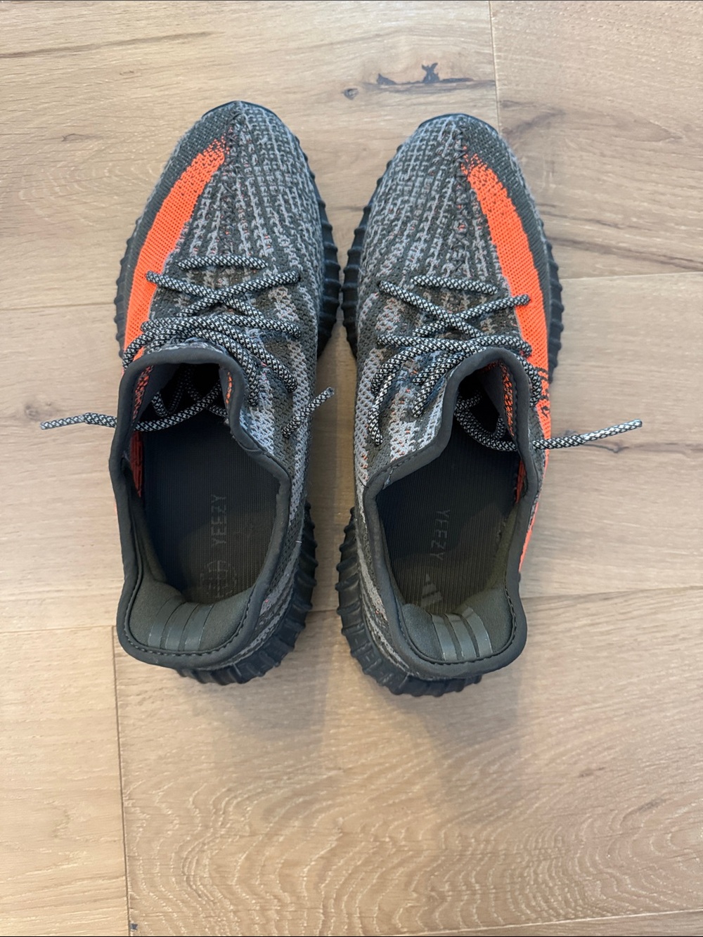 Adidas Yeezy boost 350 Sneakers with Vibrant Orange Stripe